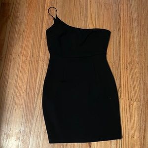 One shoulder black dress